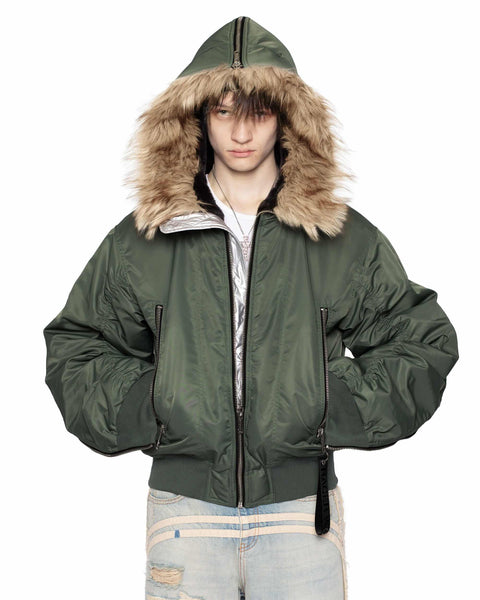 Green Aviator Bomber Jacket