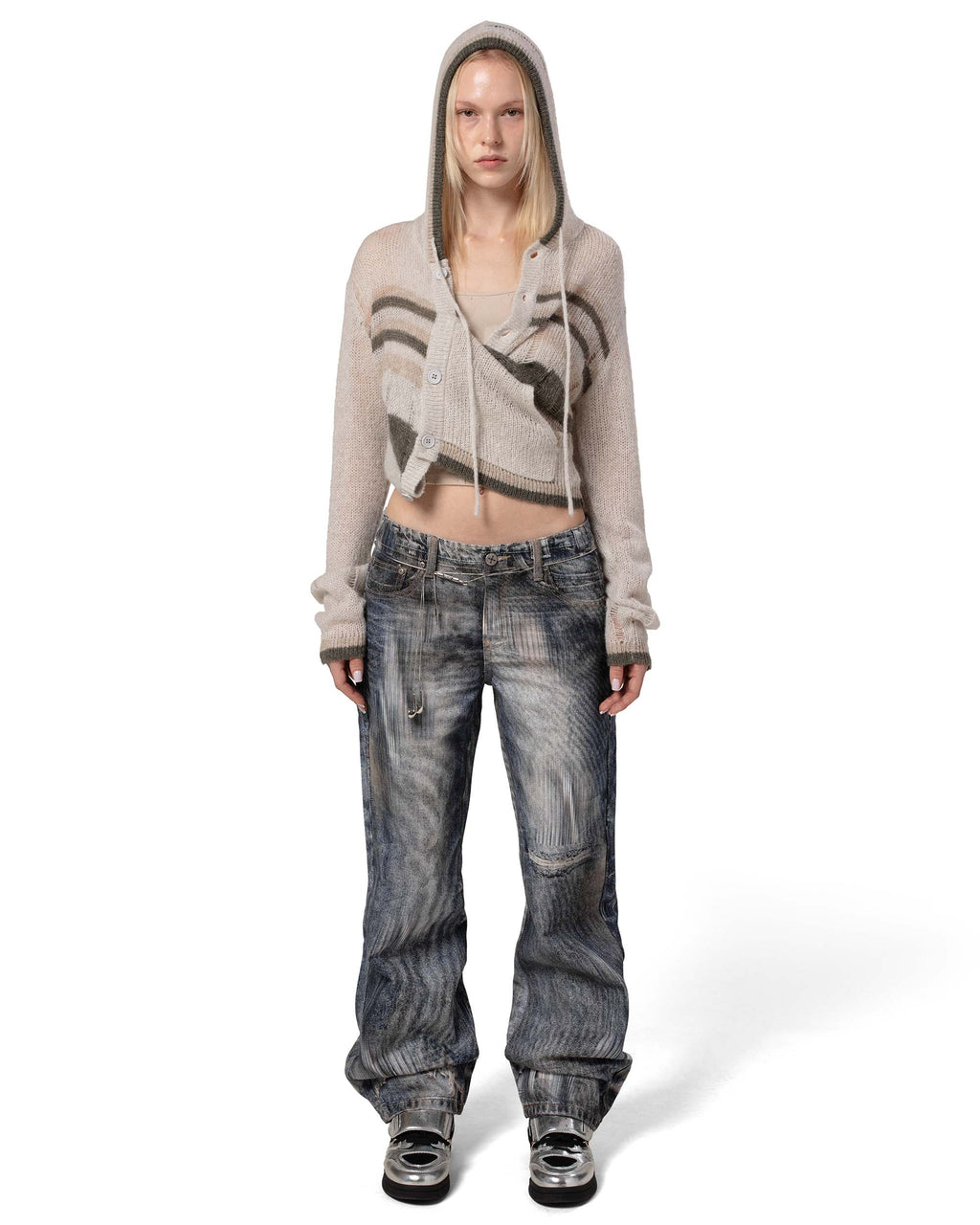 Beige Hooded Cardigan