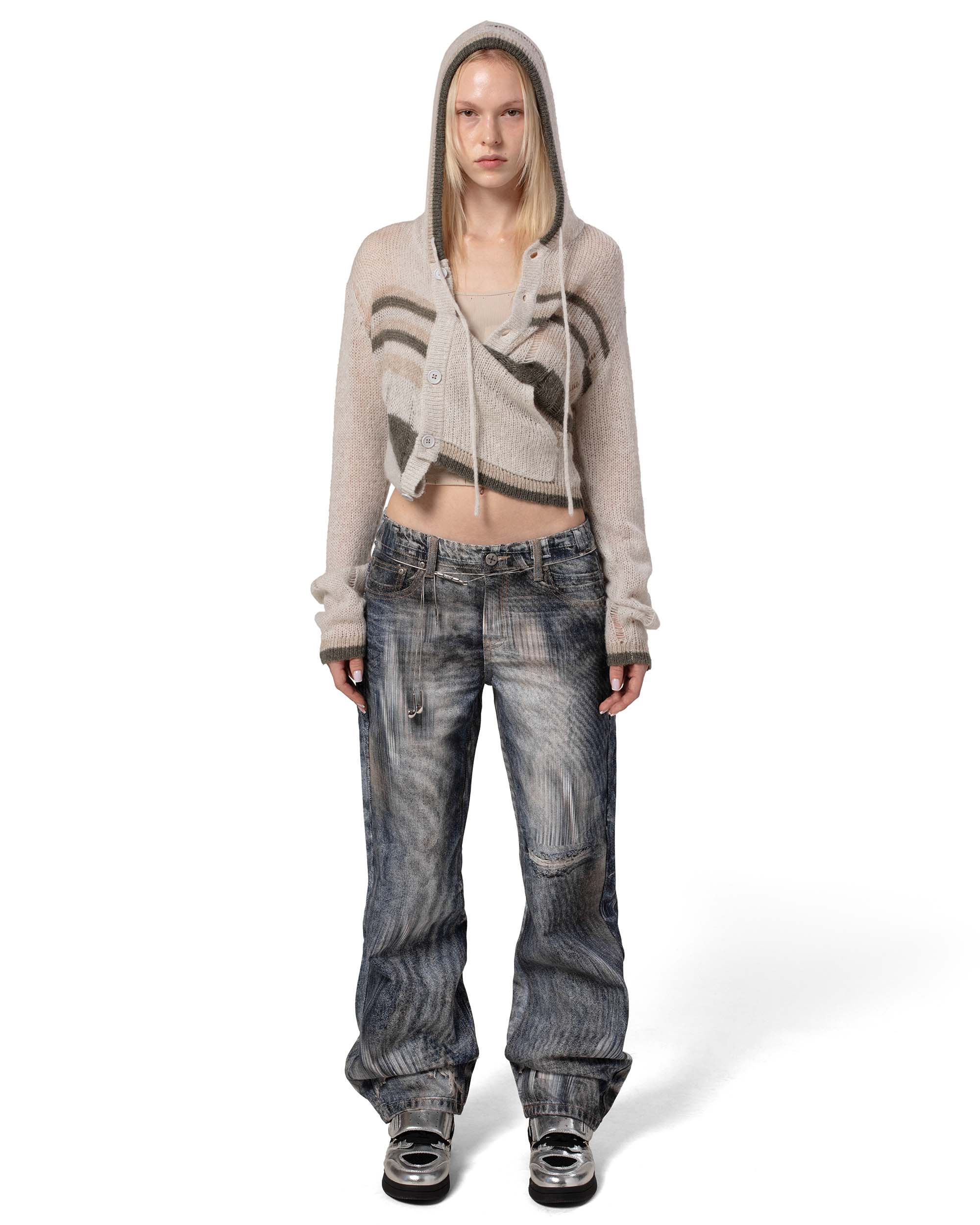 Beige Hooded Cardigan