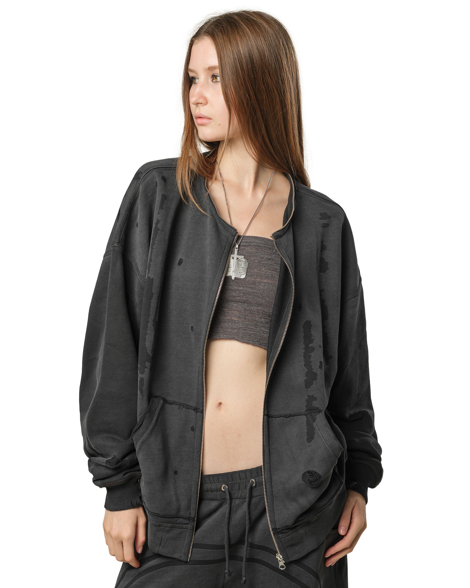 Dark Faded Track Hoodie