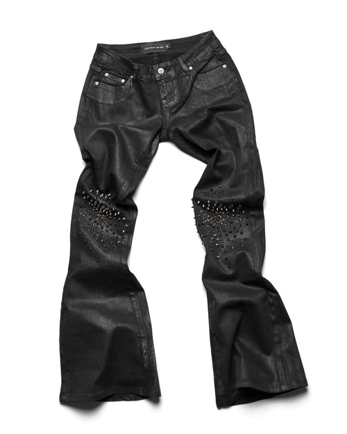 Black Waxed Spike Denim