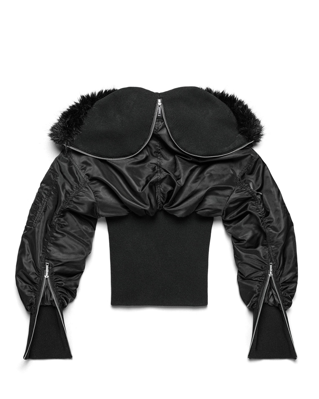 Black Fitted Fur Bomber