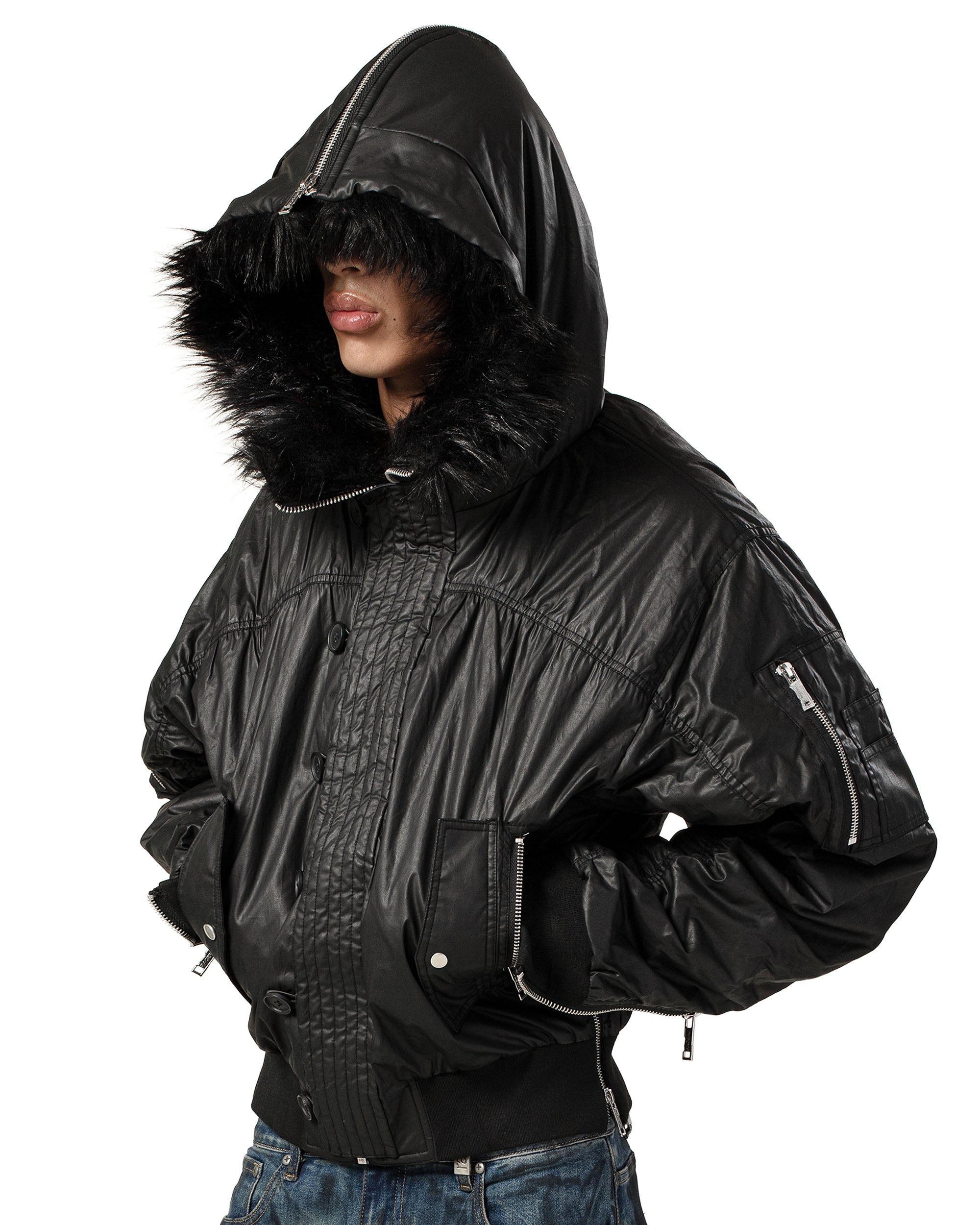 Black Waxed Aviator Bomber