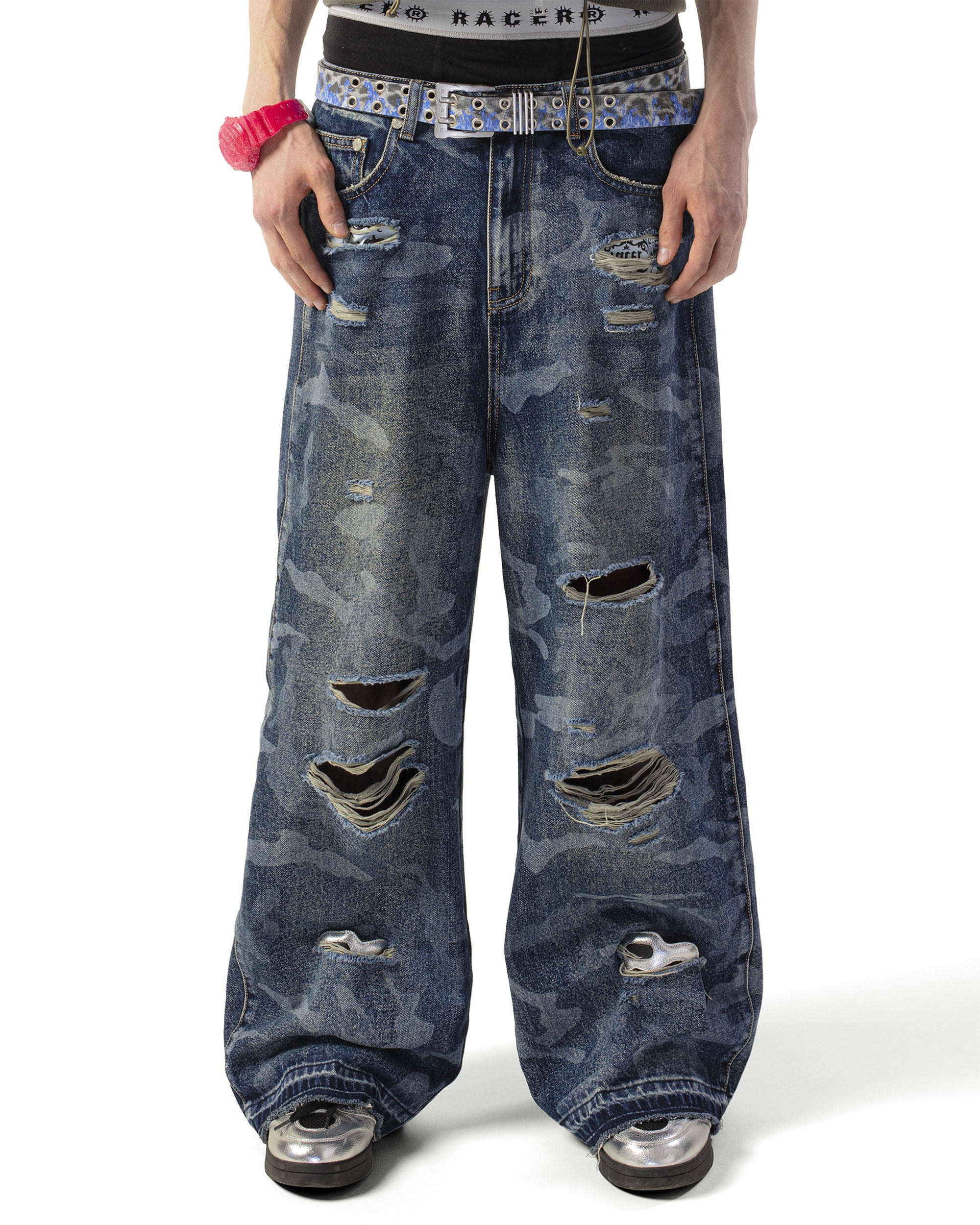 Blue Camo Engraved Denim