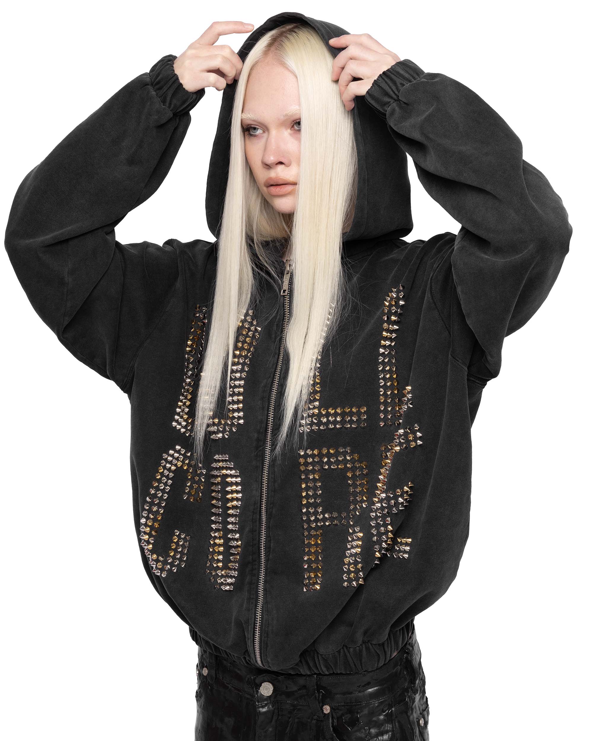 Doll Core Black Spike Hoodie