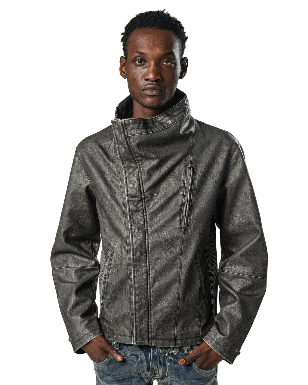 Faded Asymmetrical Moto Jacket