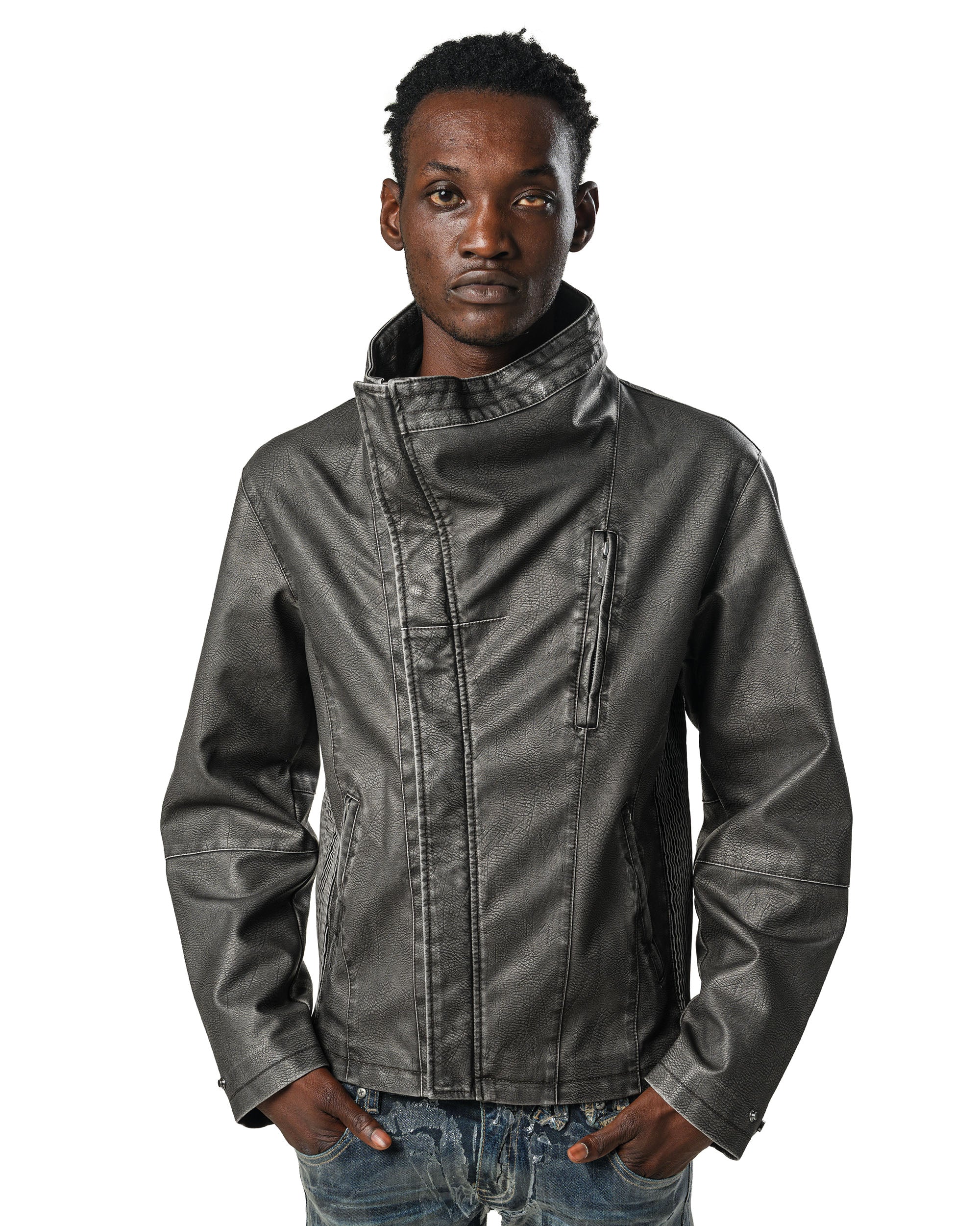 Faded Asymmetrical Moto Jacket