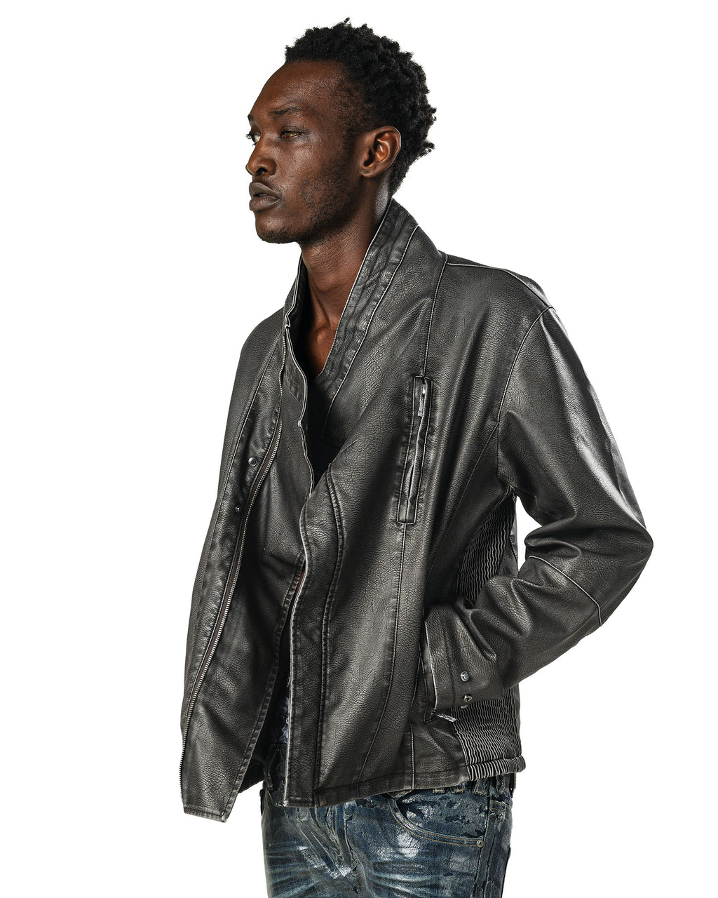 Faded Asymmetrical Moto Jacket