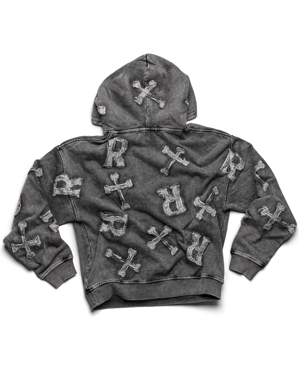 Washed Black Patch Hoodie