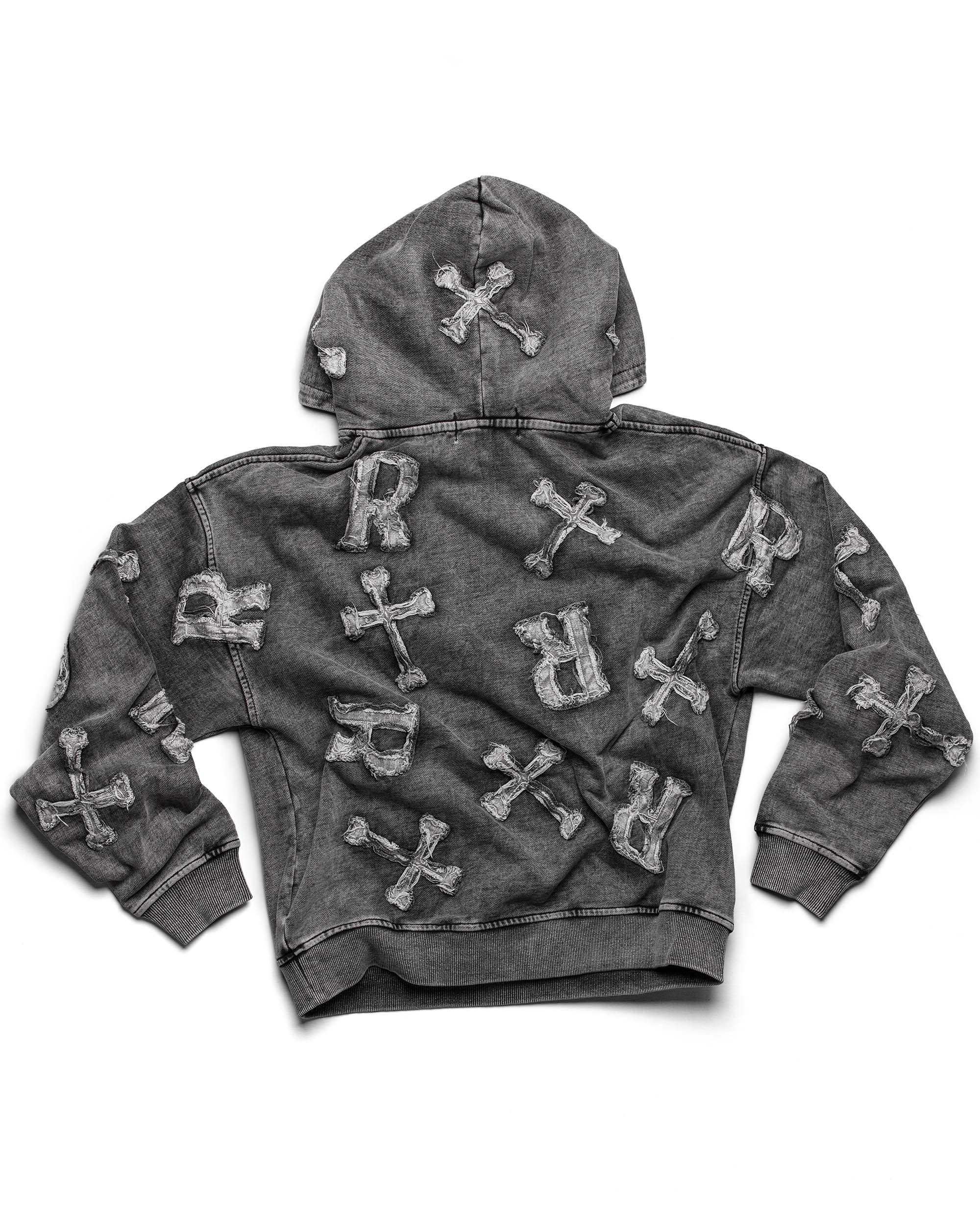 Washed Black Patch Hoodie