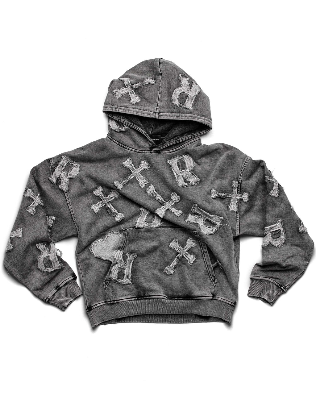 Washed Black Patch Hoodie