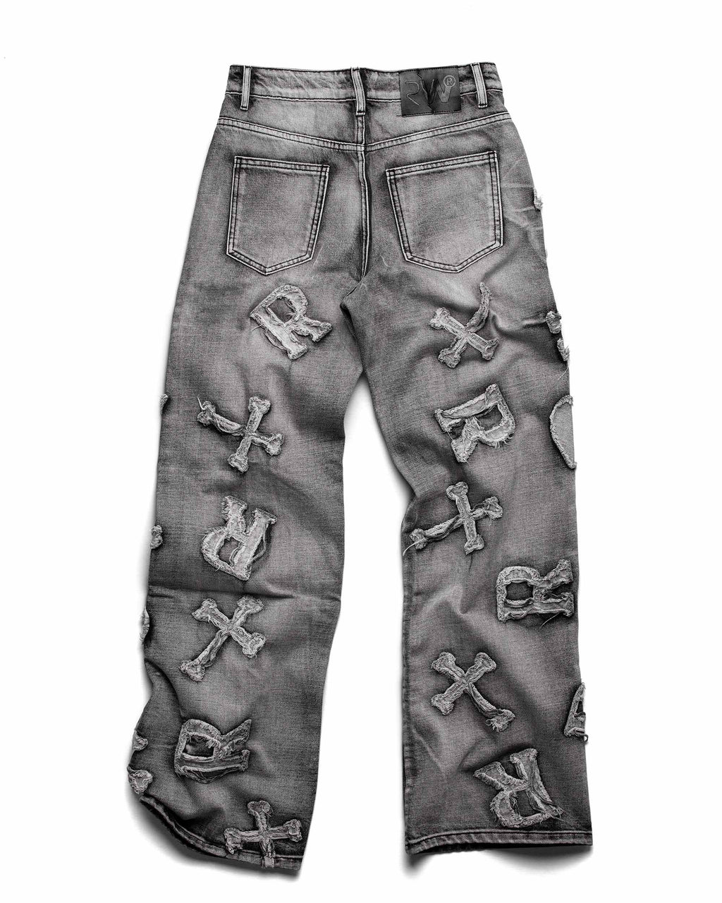 Washed Black Patch Denim