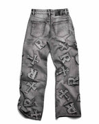 Washed Black Patch Denim