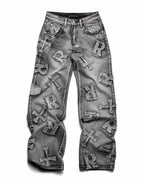 Washed Black Patch Denim