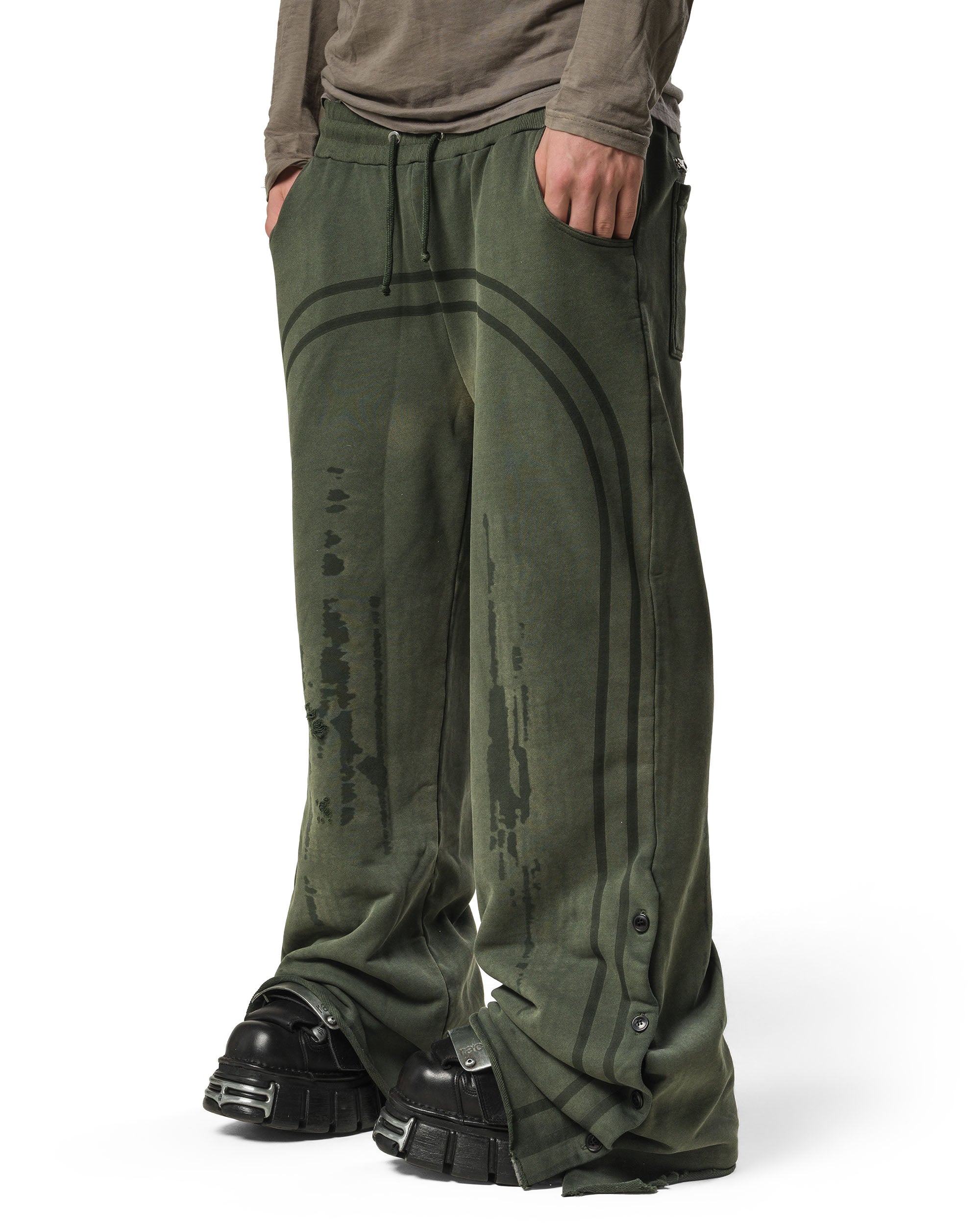 Green Faded Track Sweatpants