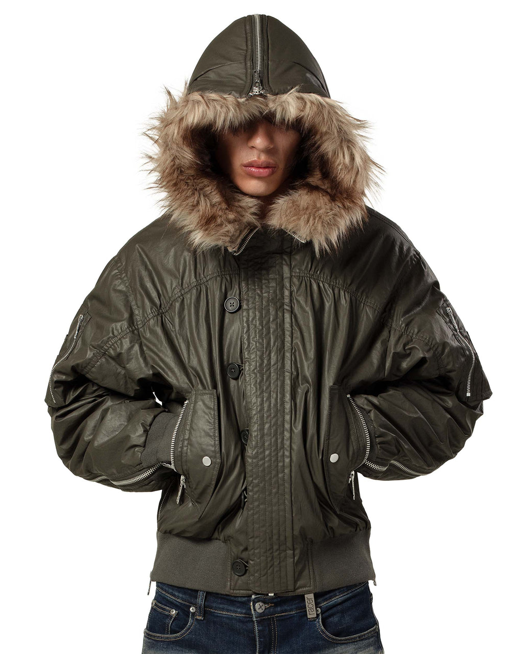 Green Waxed Aviator Bomber