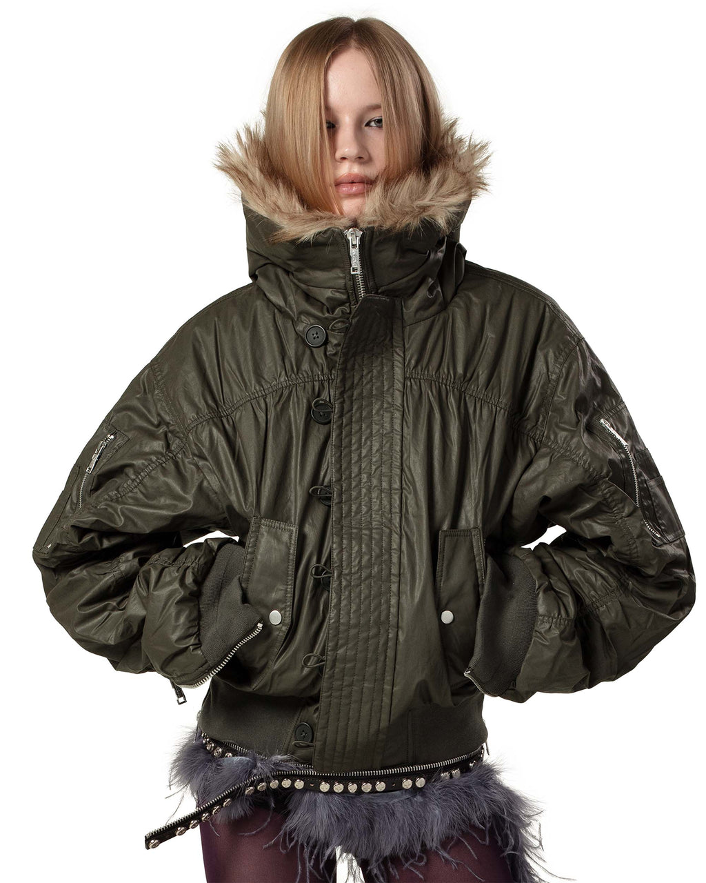 Green Waxed Aviator Bomber