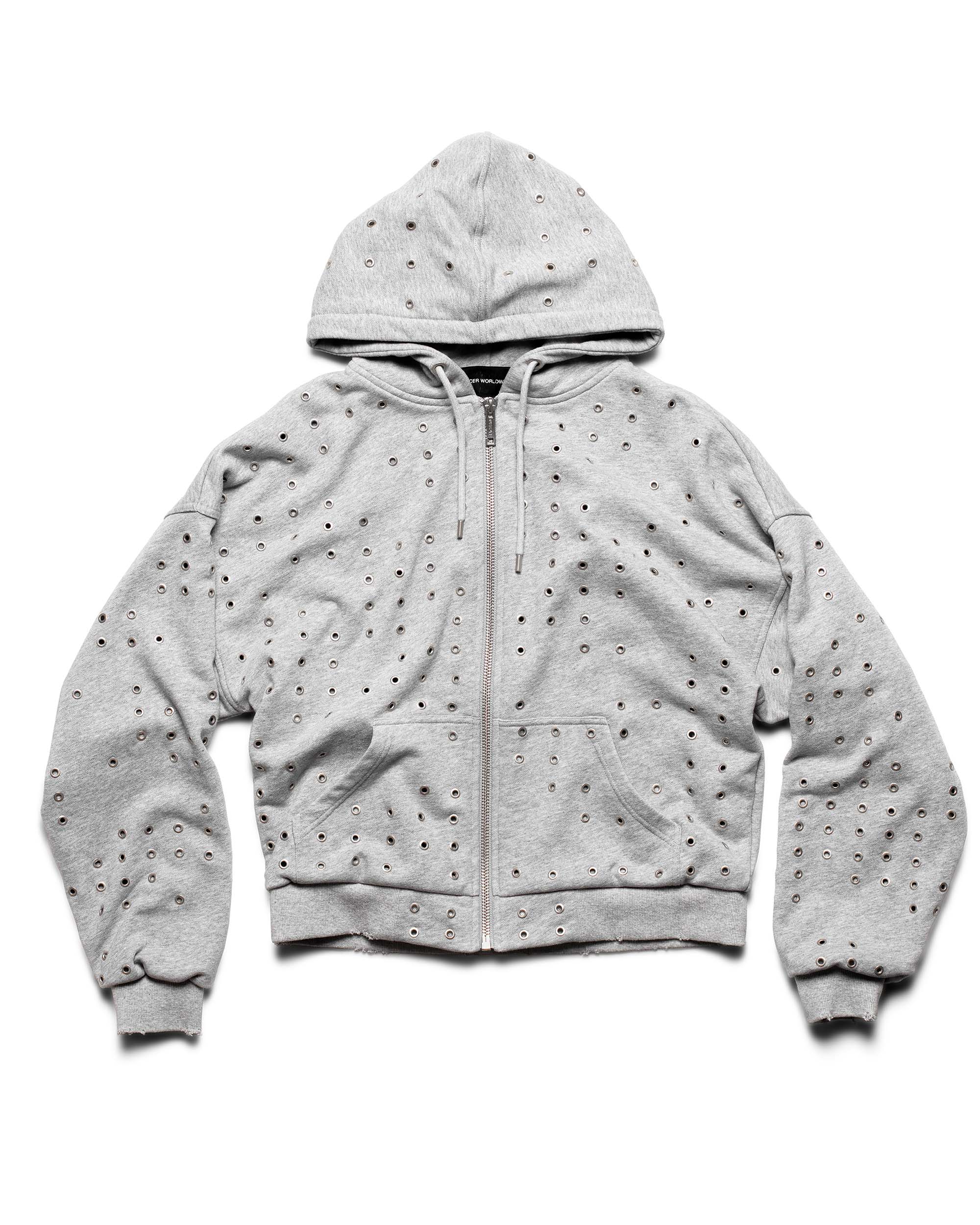 Grey Eyelet Hoodie