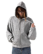 Grey Eyelet Hoodie