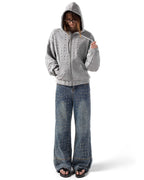 Grey Eyelet Hoodie