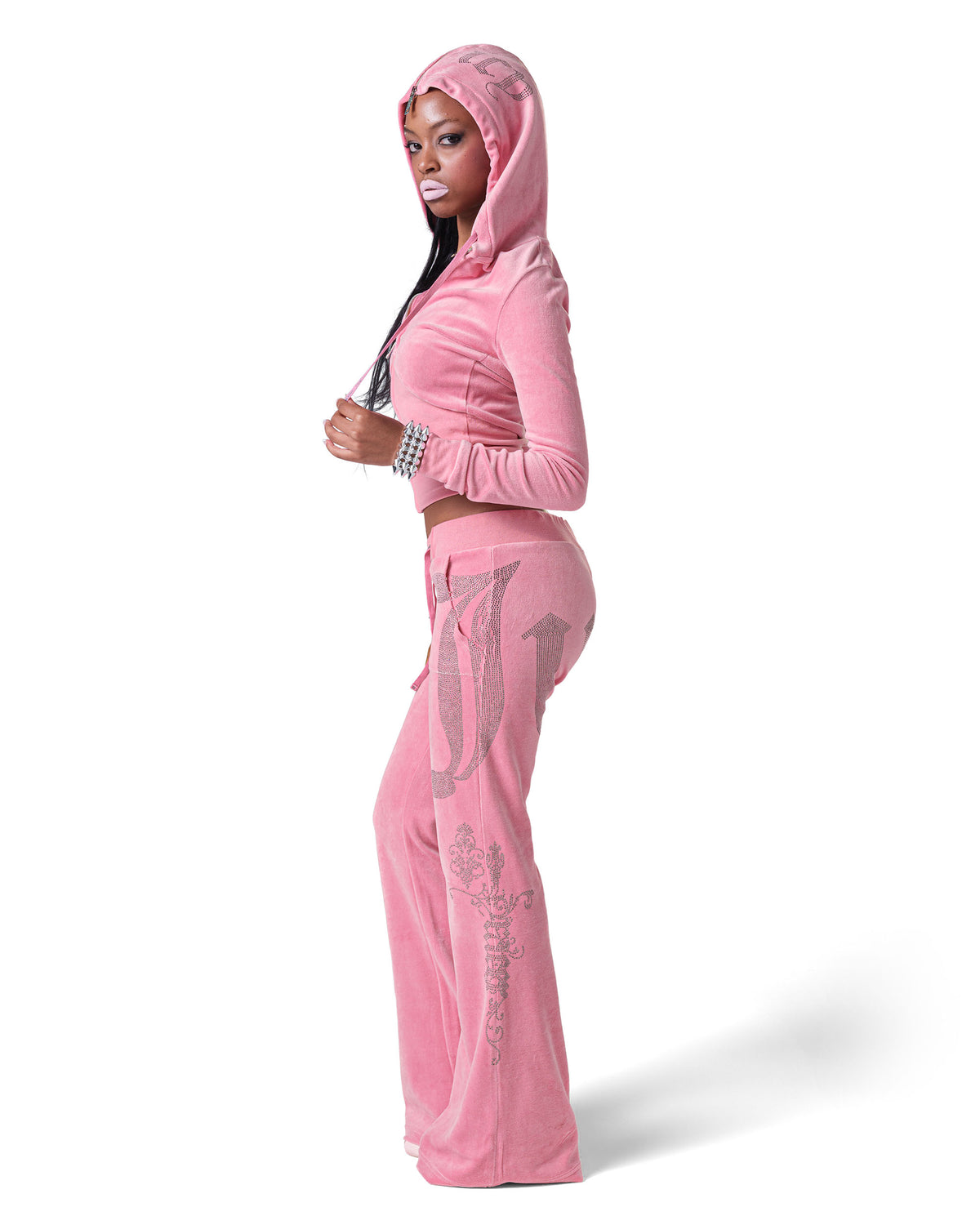 Juicy x Racer Pink Velour Hoodie