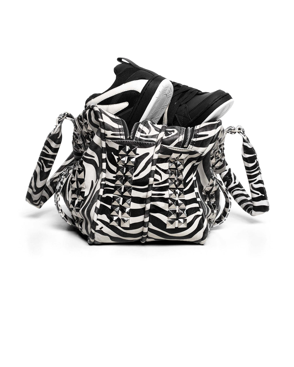 Zebra Studded Leather Bag