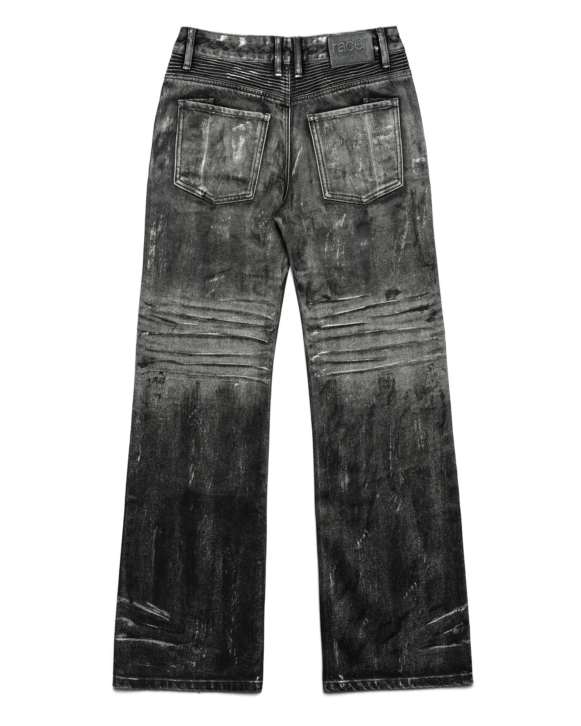 Grey Stained Bootcut Denim