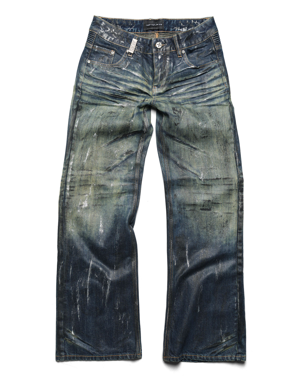 Blue Stained Bootcut Denim