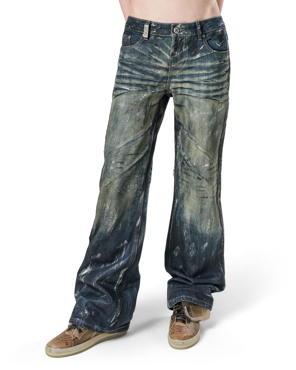 Blue Stained Bootcut Denim