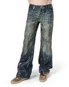Blue Stained Bootcut Denim
