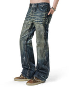 Blue Stained Bootcut Denim