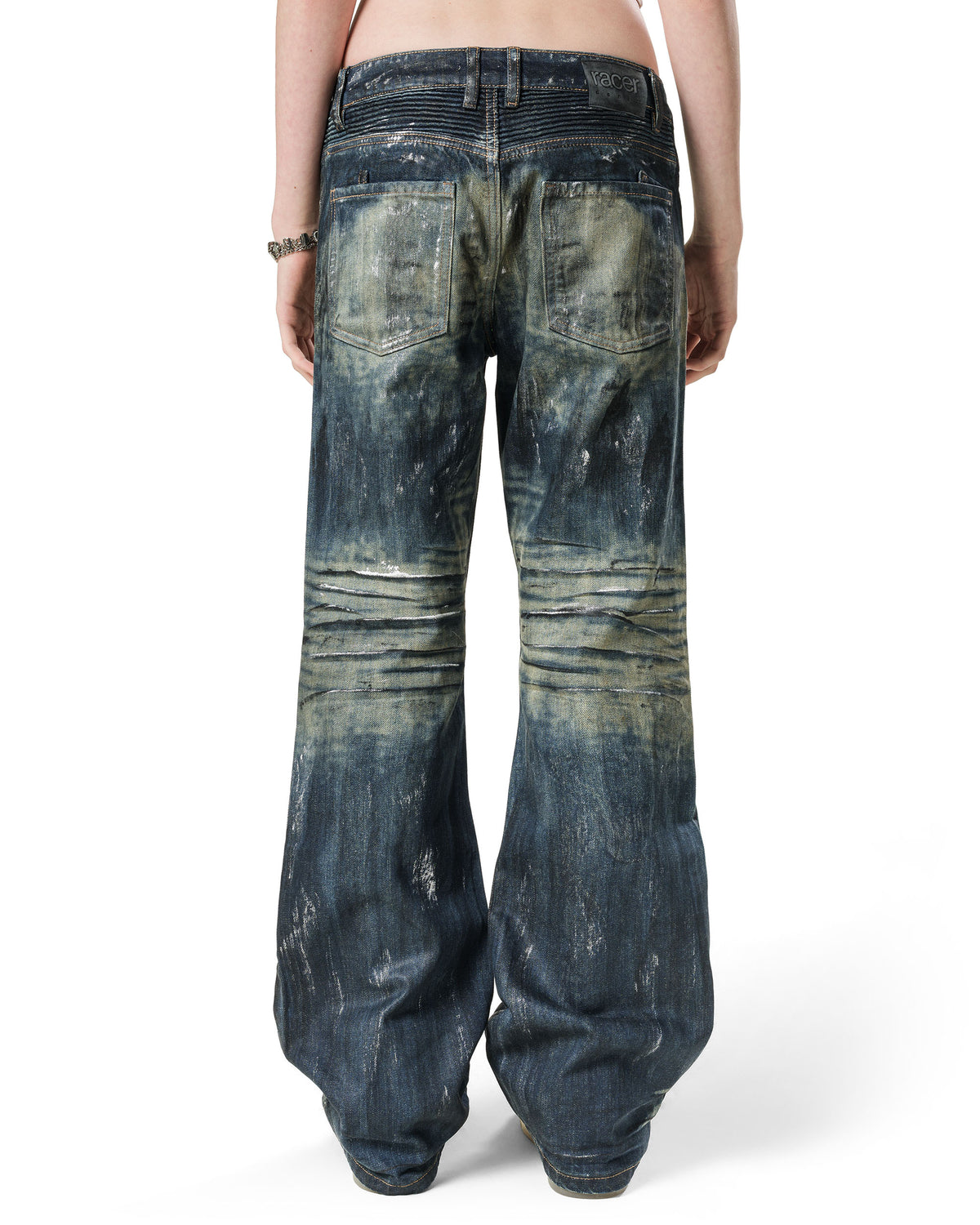Blue Stained Bootcut Denim