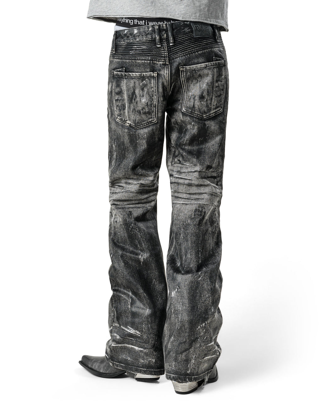 Grey Stained Bootcut Denim