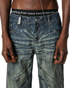 Blue Stained Bootcut Denim
