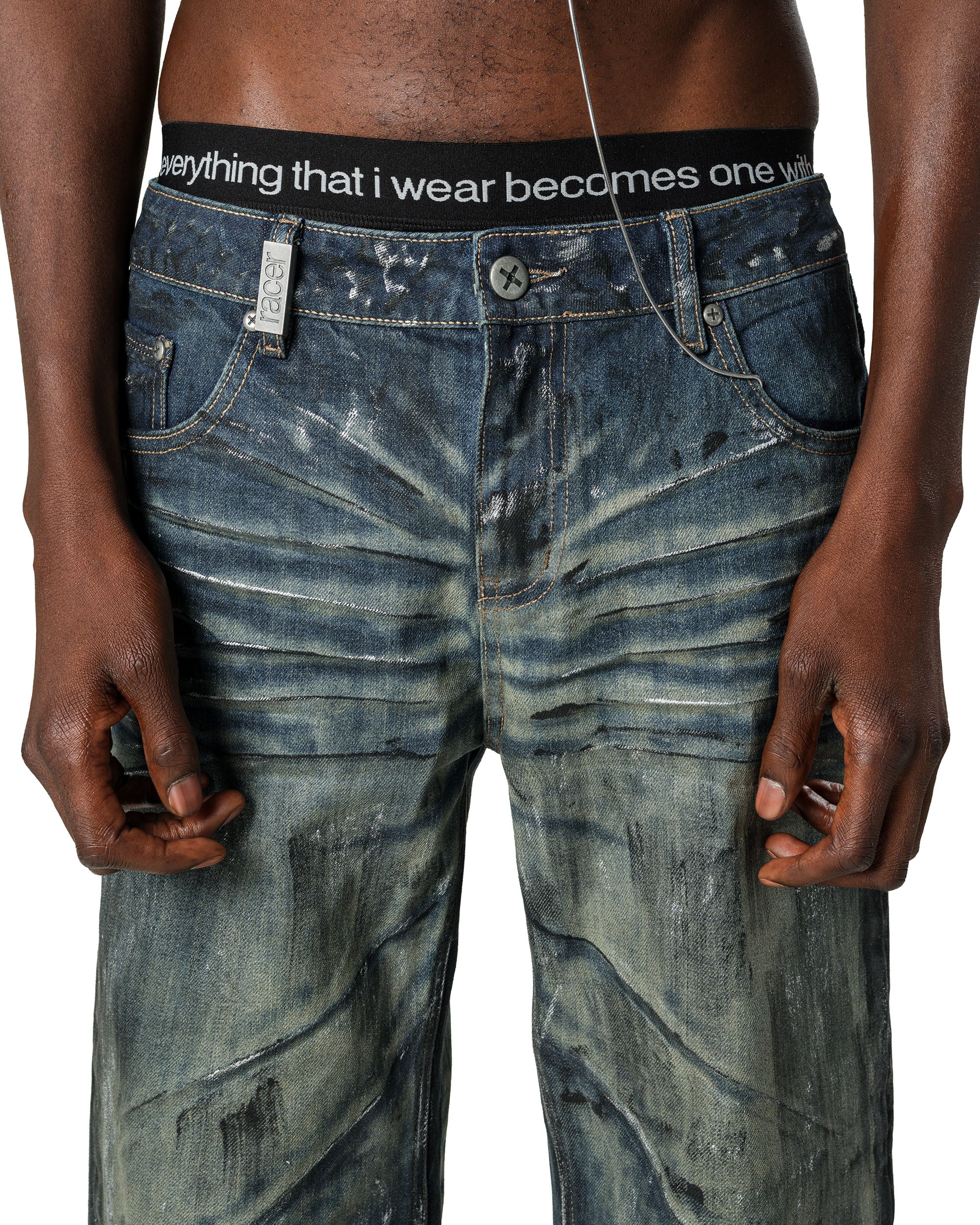 Blue Stained Bootcut Denim