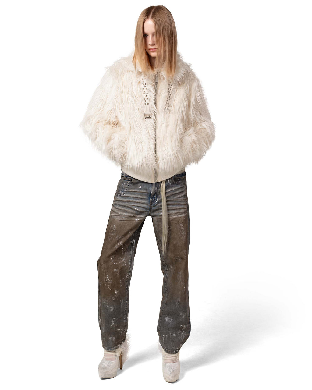 Tundra White Fur Bomber