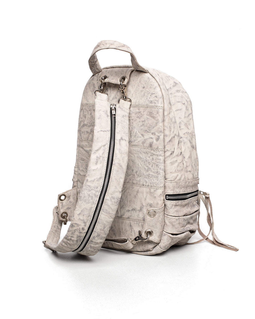 White Split Strap Leather Backpack