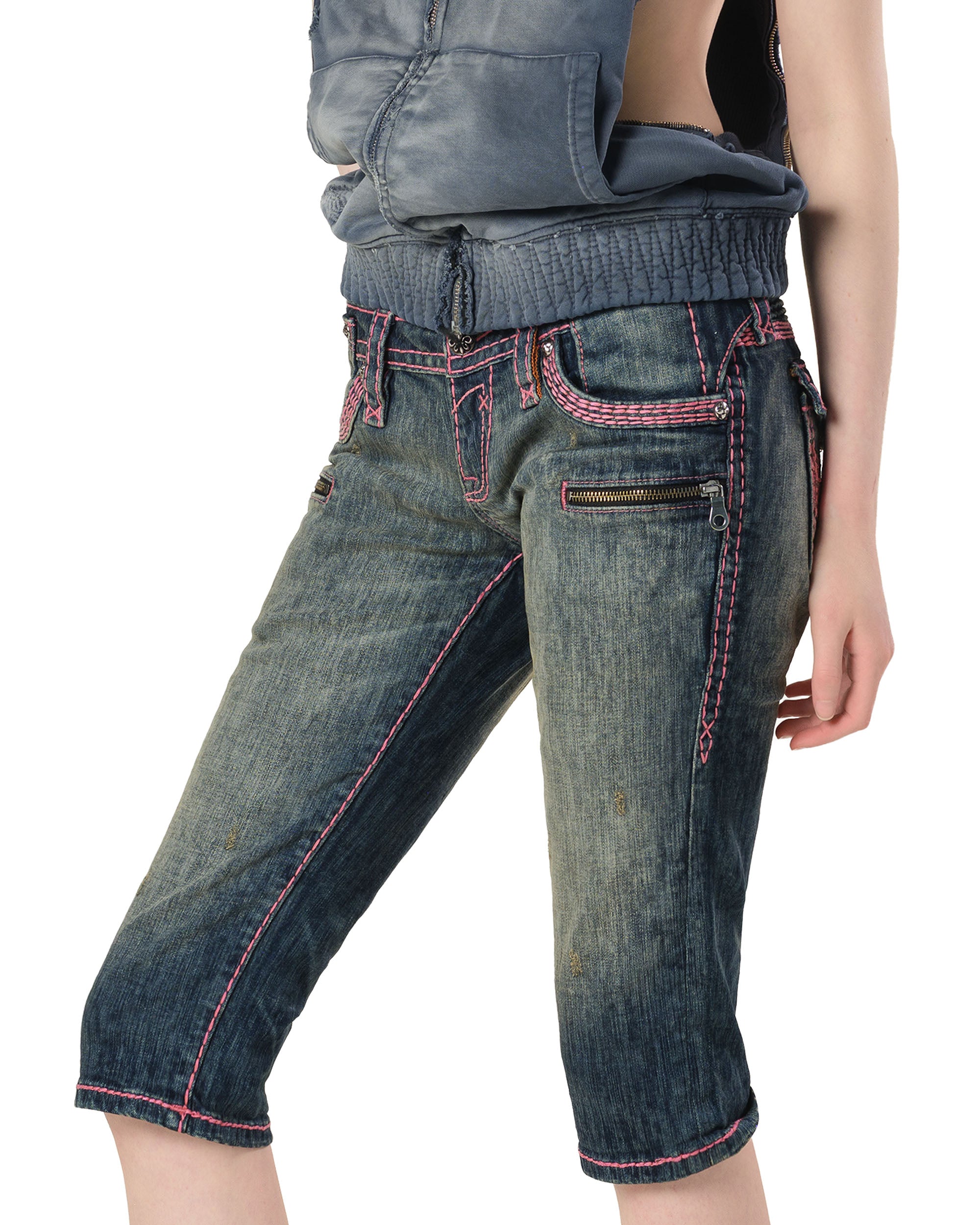 Rock Revival Pink Stitch Capri