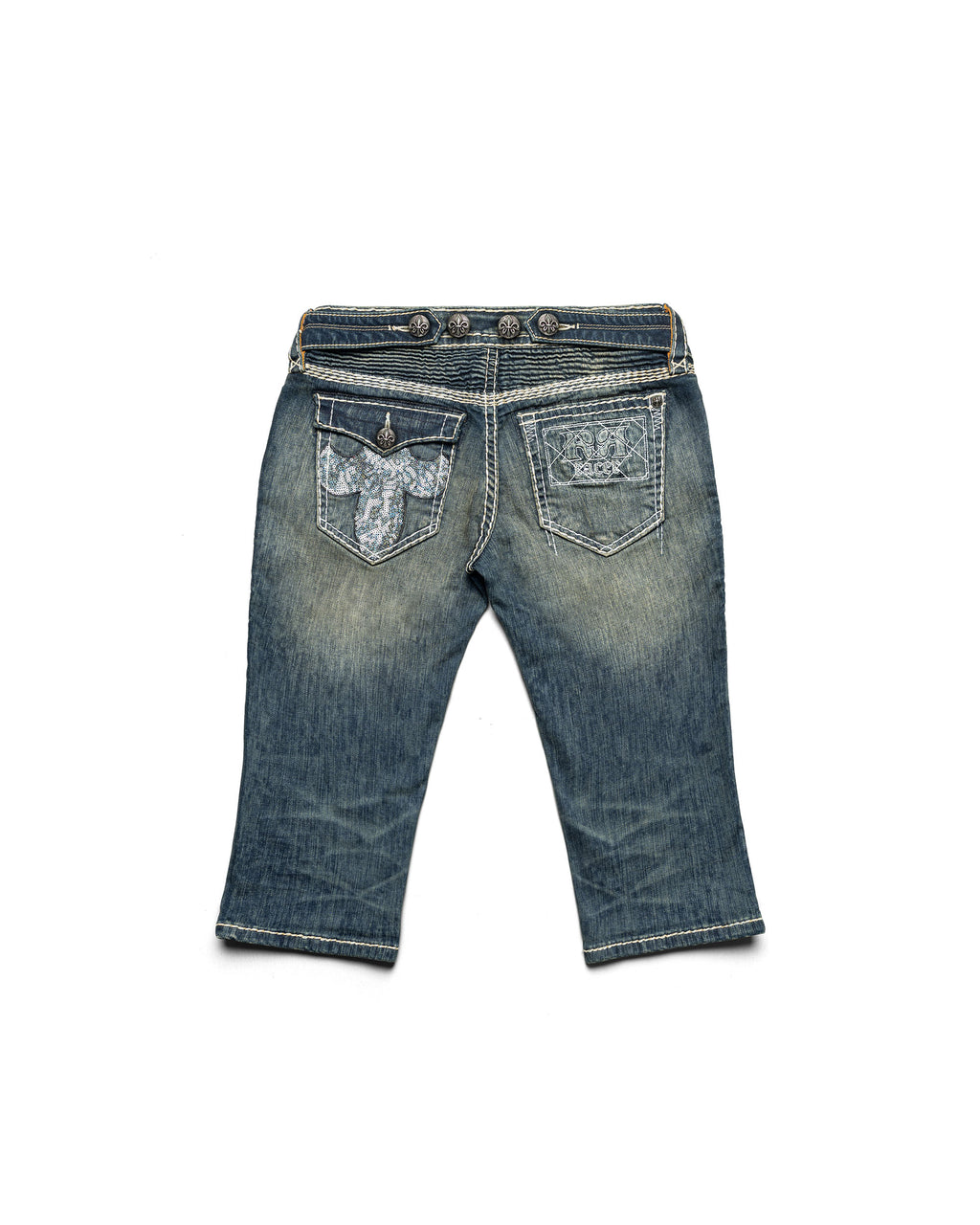 Rock Revival White Stitch Capri