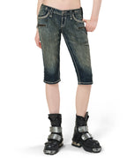Rock Revival White Stitch Capri