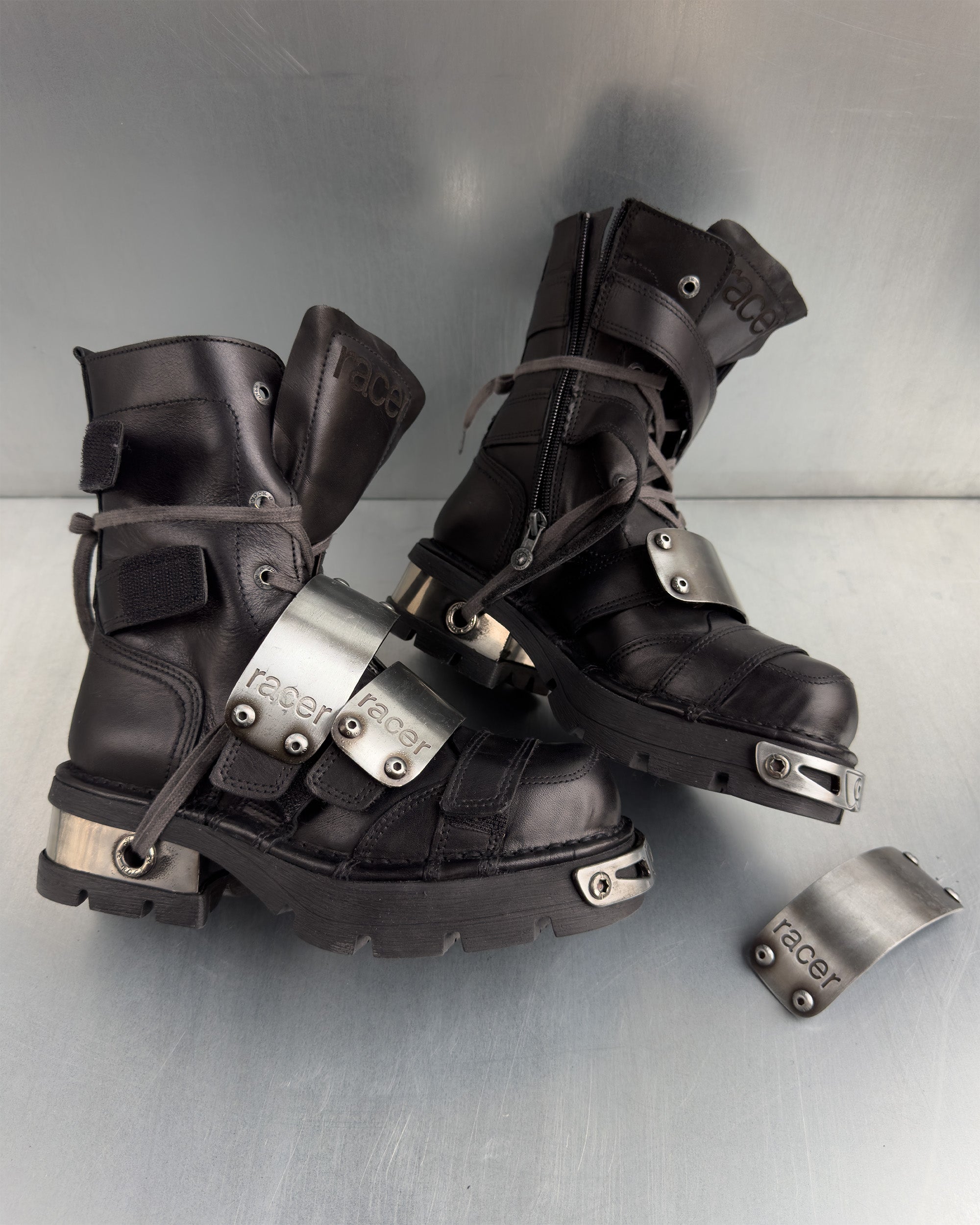 Racer x New Rock Black Boot
