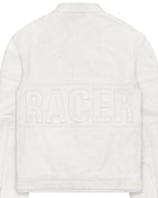 White Embossed Leather Jacket