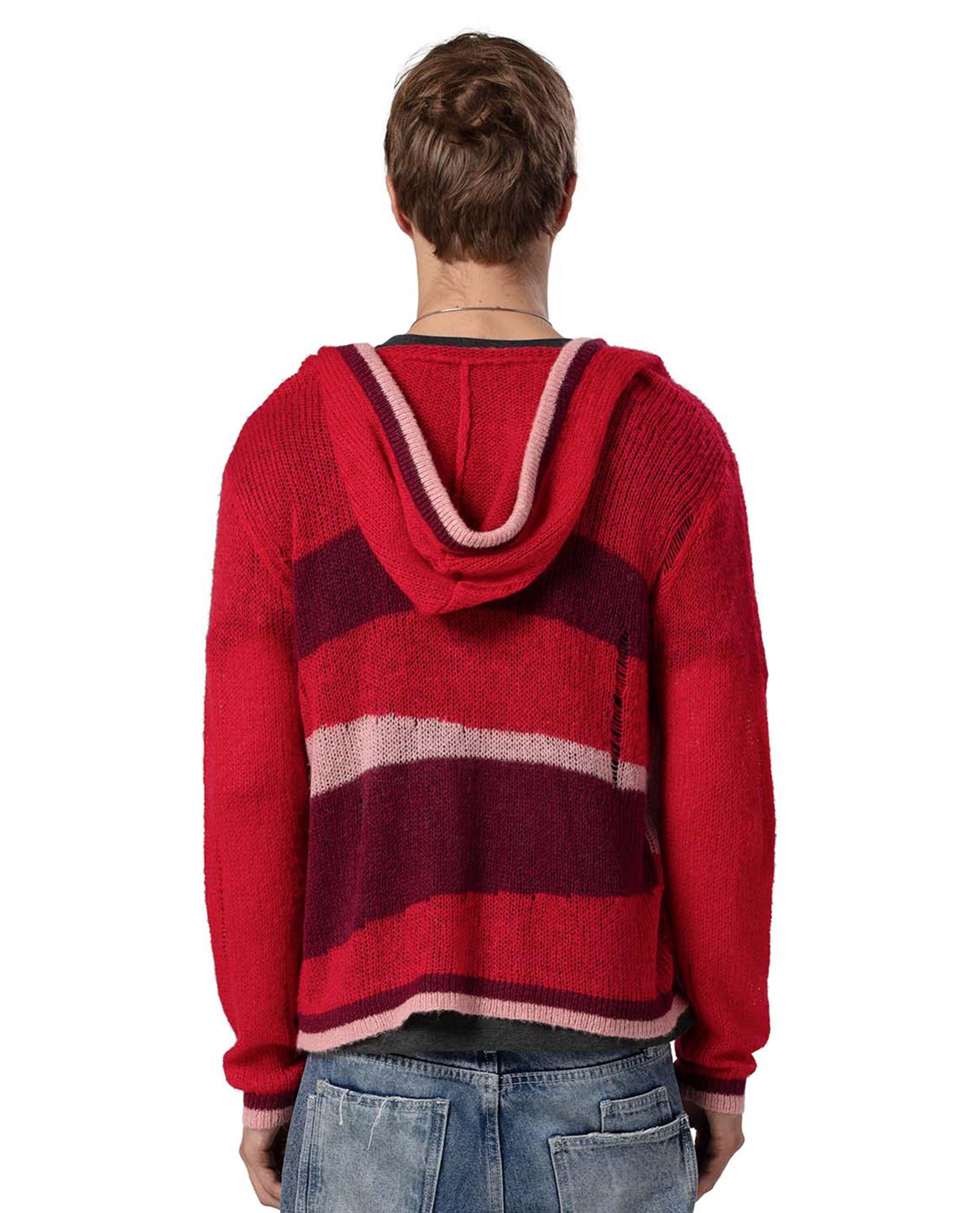 Red Hooded Cardigan