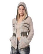 Beige Hooded Cardigan