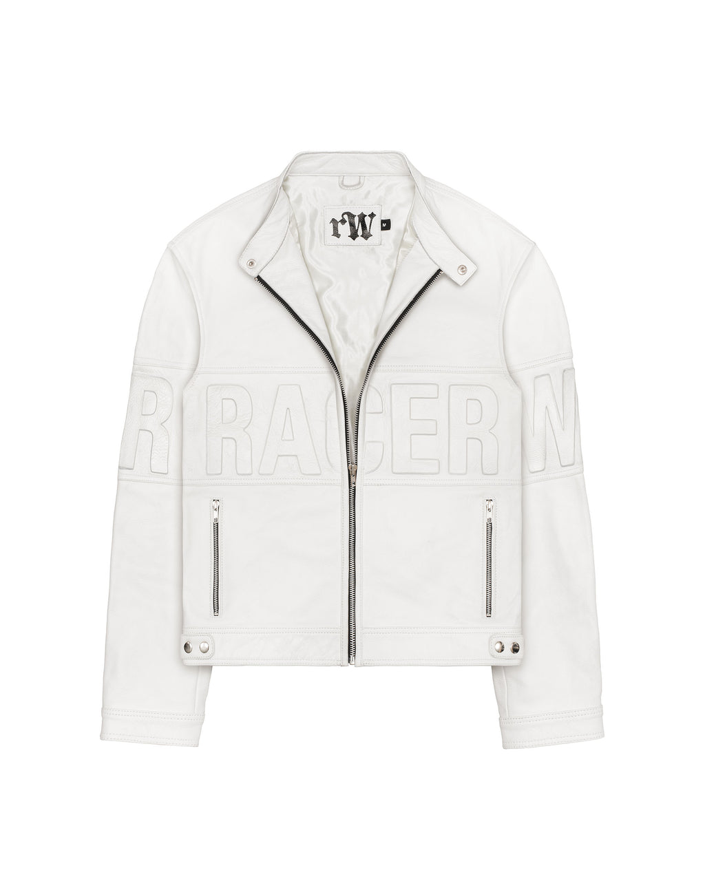 White Embossed Leather Jacket