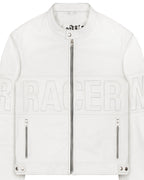 White Embossed Leather Jacket