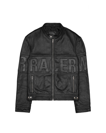 Black Embossed Leather Jacket