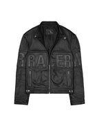 Black Embossed Leather Jacket