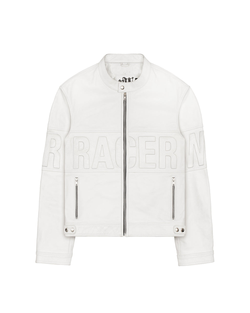 White Embossed Leather Jacket