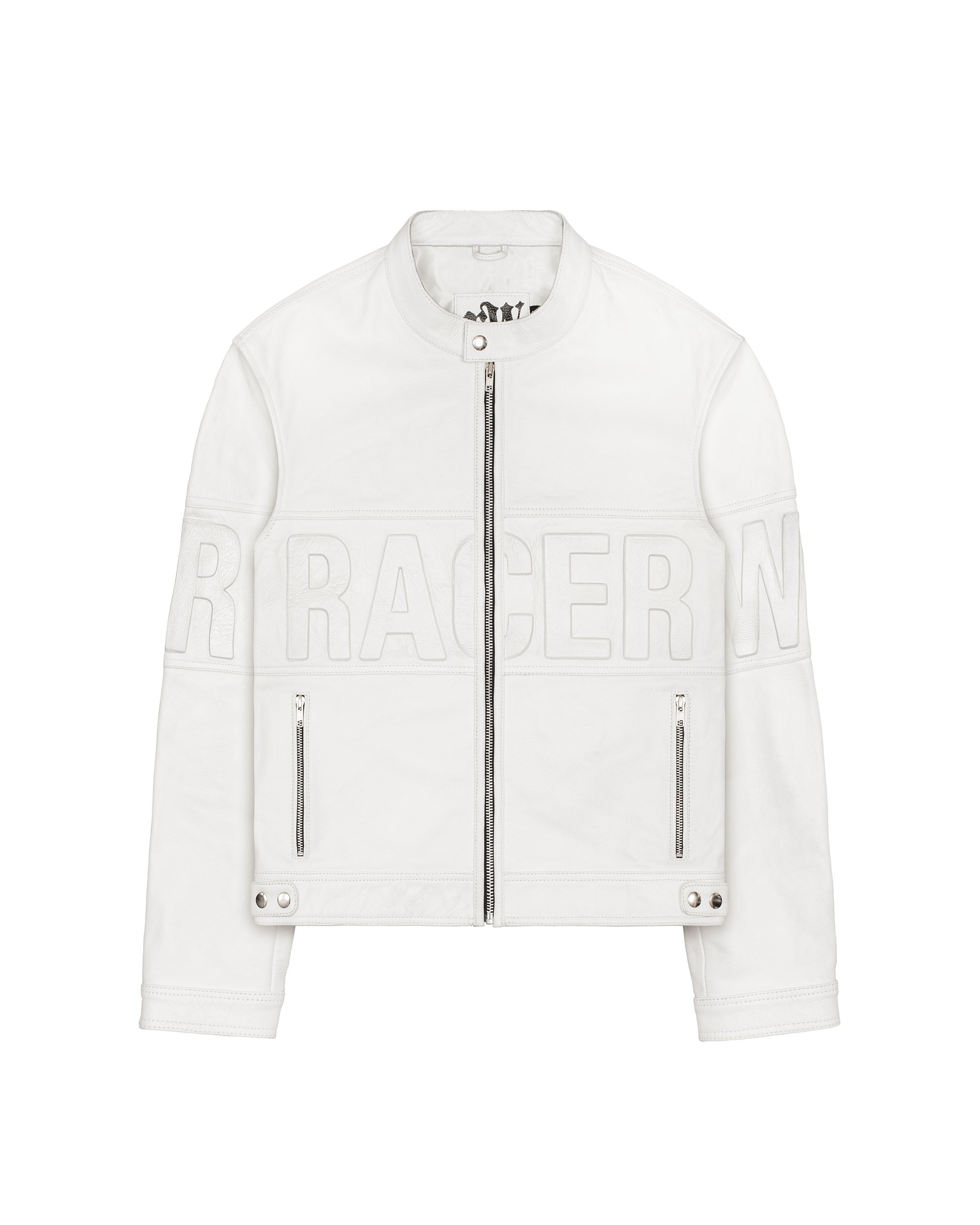 White Embossed Leather Jacket